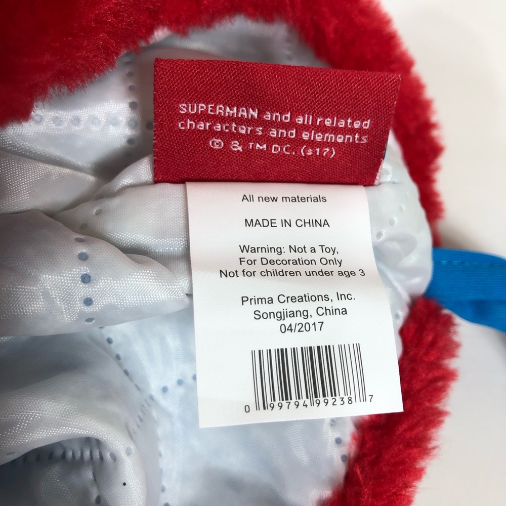 DC Comics Fur Cuff Printed Fabric Superman Ref Blue Christmas Stocking 18” - Picture 8 of 10